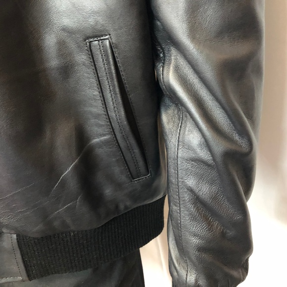 Genuine leather Bomber jacket art#2115 Black - Picture 3 of 5